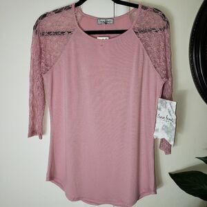 Crave Fame by Almost Famous Lace Sleeve Top